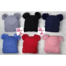 Touca/Gorro de Lã Infantil Tricot- Com POMPOM DUPLO