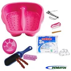 Kit 10 em 1 Bacia (manicure)+ Pote Faz Unha Rosca (manicure) + Algodão Cotton line 40g