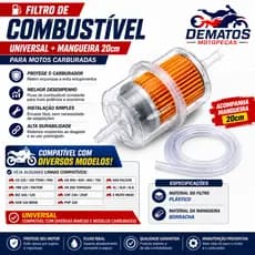 filtro combustível universal moto carburada + mangueira