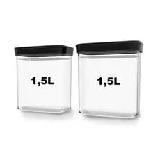 Kit Conjunto de 02 Potes Herméticos para Mantimentos p/ Café e Açúcar 1500ml