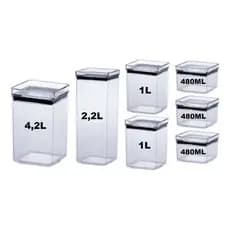 Kit Potes Herméticos Quadrados - Paramount 7 Peças Promoção