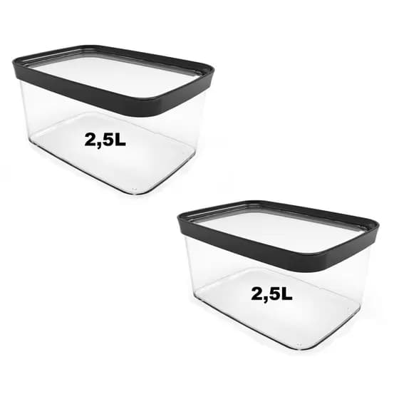 Kit Conjunto de 02 Potes Herméticos para Mantimentos p/ Arroz Feijão Macarrão 2500ml
