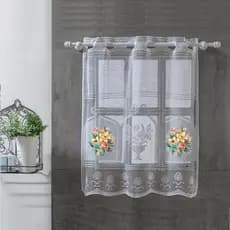Cortina Vitro Janela Banheiro 0,80x0,80 Renda Branco Estampa