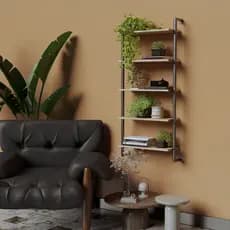 Estante Industrial 5 prateleiras Com Madeira Suporte Sala Escritorio