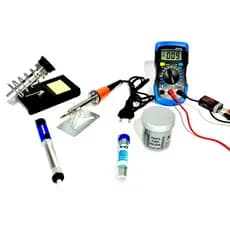 Kit De Solda Ferro De Solda 40w 110v + Suporte Para Ferro Multimetro Digital Dt830l + Pasta + Estanho + Sugador