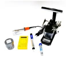 kit Ferro de Solda 60w 110v Lupa Gaveta Multimetro Pasta Estanho Sugador