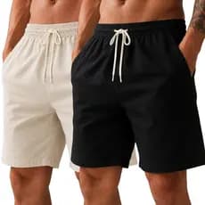 Kit 2 Shorts Linho Masculino Bermuda Mauricinho Casual Praia Verão Confortável Premium