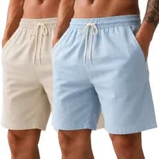 Kit 2 Peças Shorts Masculino Linho Casual Mauricinho Tecido Premium Respirável Verão