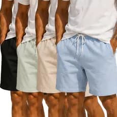 Kit 4 Shorts Linho Masculino Bermuda Mauricinho Casual Praia Verão Premium Confortável