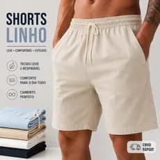 Bermuda Linho Masculina Mauricinho Short Casual Confortável Leve Ideal para Praia e Passeio