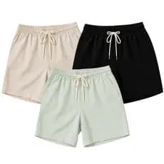 Kit 3 Bermudas Linho Masculina Mauricinho Casual Verão Passeio Respirável Premium