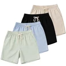 Kit 4 Bermudas Linho Masculina Mauricinho Casual Leve Respirável Passeio Praia