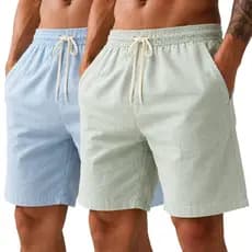 Kit 2 Bermudas Linho Masculina Mauricinho Casual Leve Passeio Praia Alta Qualidade