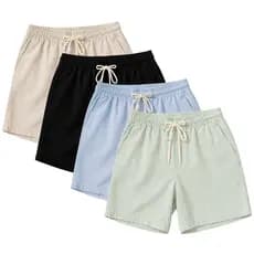 Kit 4 Shorts Masculino Linho Premium Mauricinho Casual Verão Confortável com Bolsos