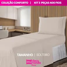 Jogo 3 Peças Lençol para cama de Solteiro com Ponto Palito Percal 400 Fios Muitas Cores Lindas
