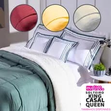 Kit Jogo de Cama Inverno Luxo Coberdrom E Fronha Moderno Estampado Aveludado 600 Fios Importado