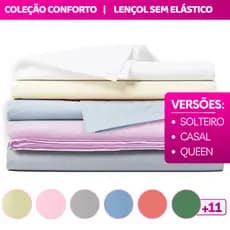Lençol 400 Fios Percal Sem Elástico Queen Casal e Solteiro varias Cores Qualidade Premium Bainha