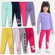 Kit Sortido 3 ou 6 Calças Leggings de Cotton para Meninas Legging Bebê Menina Feminino Com Estampas