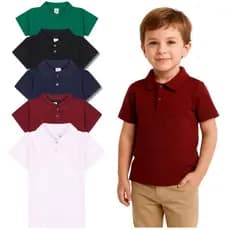 Kit Sortido 2 ou 4 Camisas Polo Menino Sortidas Infantil Bebê Estilo Casual de algodão