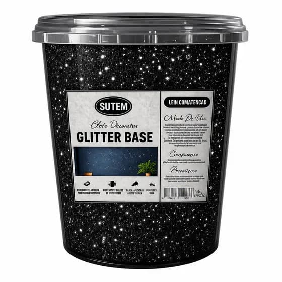 Efeito Glitter Impermeabilizante 1 Litro Prata Dark Preto Sem Fundo Proteção UV Parede SUTEM