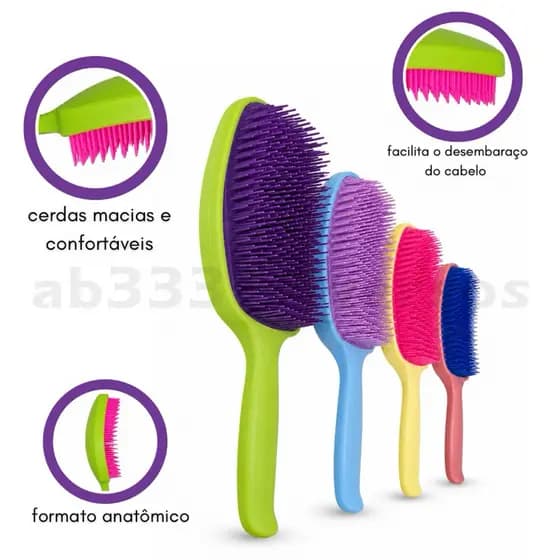 Escova de Cabelo Raquete Desembaraçante Anti Frizz Flexível