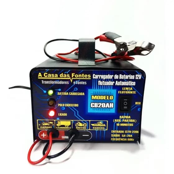 Carregador de bateria12v Cf20 flutuante carro, moto, caminhão