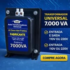 Transformador 7000 va - 127/220 OU 220/127 - ar condicionado até 12.000 btus - Conector Sindal