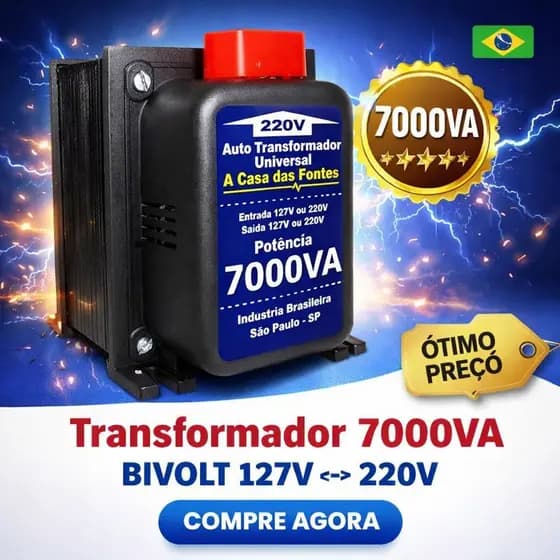Transformador Bivolt 7.000va ar condicionado 12.000btusTomada 110v 220v