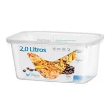 Pote Vasilha Retangular Alta Livre BPA 2L Para Preservar Alimento Linha Volare Rischioto