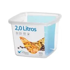 Pote Quadrado Alto 2 Litros Plástico Mantimentos Cozinha Casa Linha Volare Rischioto