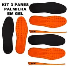 Kit 3 Palmilha de Gel Macia Ortopédica Ideal Para Tênis Anti Impacto Anatomica em Gel