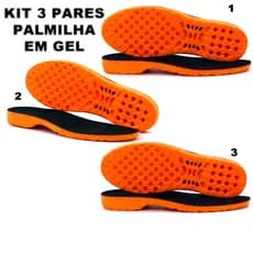 Kit 3 Palmilha de em Gel Para Coturno Ortopédica Anatômica Anti Impacto Confortável Alivia as dores