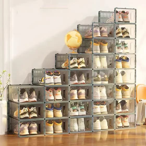1pcs/3pcs/ Caixas Organizadoras Para Tênis Sapatos Empilhável/caixa organizadora para sapato