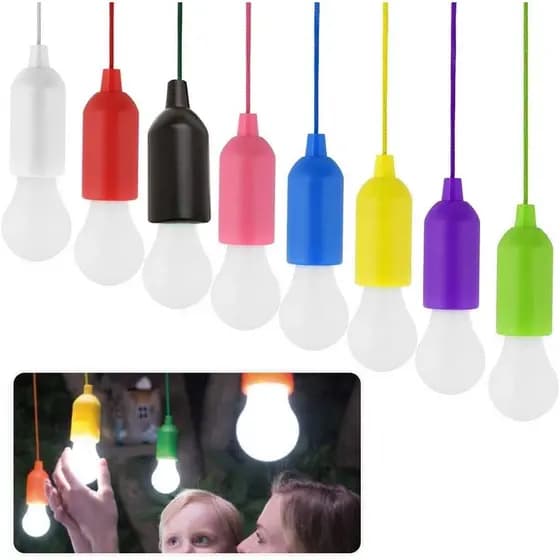 Kit 2 Lâmpadas Portátil de Led Criativa De Pendurar a Pilha / Lâmpada Colorida Com Cordão promoção