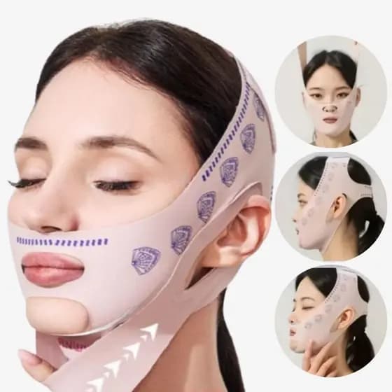 Máscara Reafirmante Para Modelagem Facial Com Bandagem-Dobra Nasolabial E Levantamento De Queixo Duplo Dia Noite
