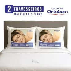 kit 2 Travesseiros Ortobom alto e Firme 40x60 Antialérgico 40x60cm Ortopédico anti alergico