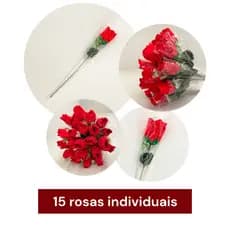 Kit 15 Rosas Vermelhas Artificiais Aveludadas com Embalagem P/ Presente Decoração Arranjos
