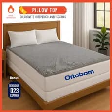 Colchão Pillow Top Ortobom Casal 190x130x4cm Colchonete Casca de Ovo d20 anti escarias ortopedico