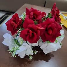 Buquê de Rosas Veludo Toque Real, Buquê Flor com 5 Rosas P/ Decoração Casamento Arranjos Festas Casa
