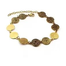 Pulseira medalha aço Inoxidável antialérgico cigana estilo moeda