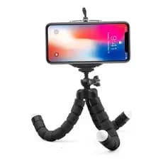 Tripé Flexível Universal para Celular com Suporte Ajustável Preto– Ideal para Vídeos, Fotos e Lives