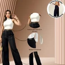 Calça Pantalona Alfaiataria Feminina com Cinto Cintura Alta  Corte Perfeito  Elegância e Conforto Com Cinto  PP-P-M-G-GG