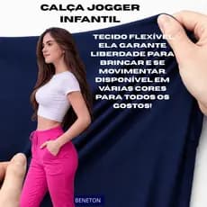 Calça Jogger Infantil Menina com Tecido Super Elástico tecido  Bengaline com elastano  não aperta, estica, não incomoda.