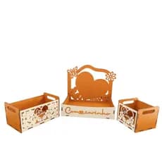 Kit 3 Cestas  Com Carinho Decorativas Presente Amor Dia do Amigo Dia dos Namorados Dia das Mães Dia dos Pais