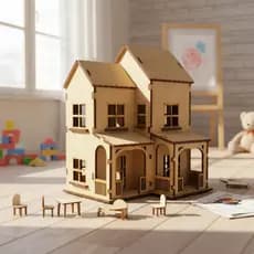 Casinha Mdf Maquete Artesanato Pintura Kit Com 10 Unidades Madeira Natural