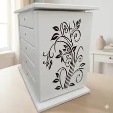 Porta Joias em MDF Pintado Decorado Para Quarto Decoração Lindo Presente Mini Cômoda