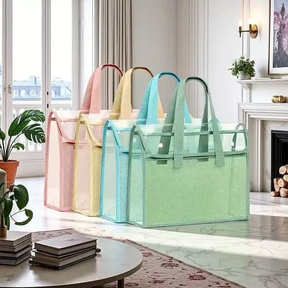 Pasta Transparente e À Prova d'Água de Grande Capacidade com Bolsa de Armazenamento de Arquivos Expansível,