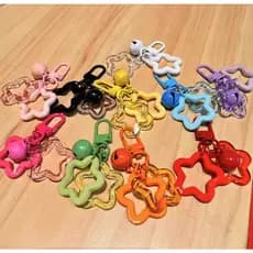 Acrílico Oco Estrela de Cinco Pontas Chaveiro Pingente Sino Decoração Colorido