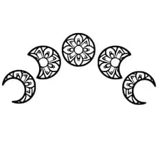 Quadro Decorativo Vazado Mandalas Fases da Lua MDF 3mm Preto Fosco