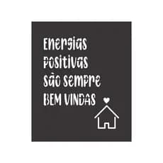 Quadro Decorativo Frase Energias Positivas MDF 3mm Preto Fosco